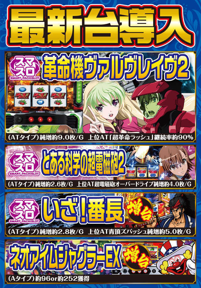 スロット最新台導入(予定)